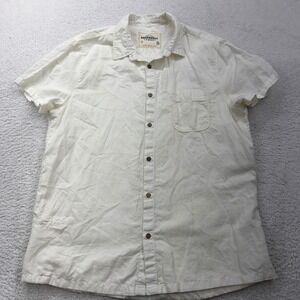 California Cowboy Mens XL Linen Blend Short Sleeve Button Up Shirt Cream